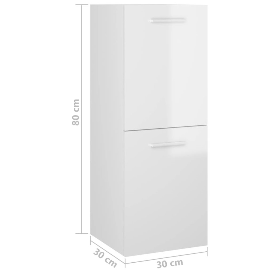 Armario de baño madera contrachapada blanco brillo 30x30x80