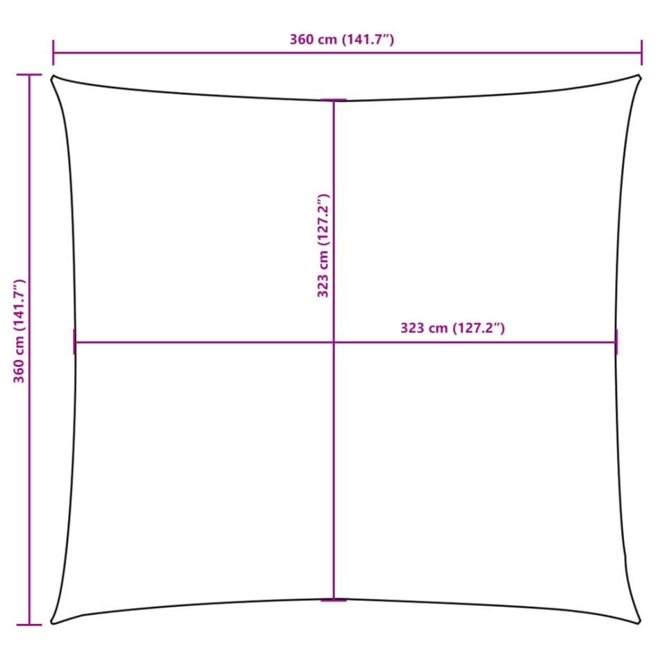 42302  Sunshade Sail Oxford Fabric Square 3,6x3,6 m