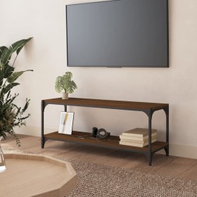 Mueble para TV contrachapada y acero roble marrón 100x33x41
