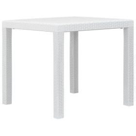 Mesa de jardín de plástico aspecto ratán blanco 79x79x72