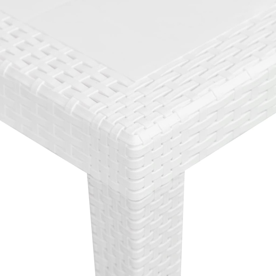 Mesa de jardín de plástico aspecto ratán blanco 79x79x72