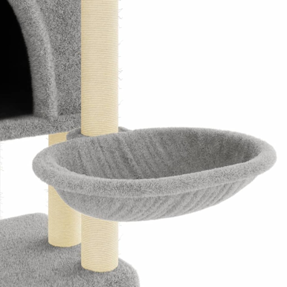 Rascador para gatos con postes de sisal gris claro 180