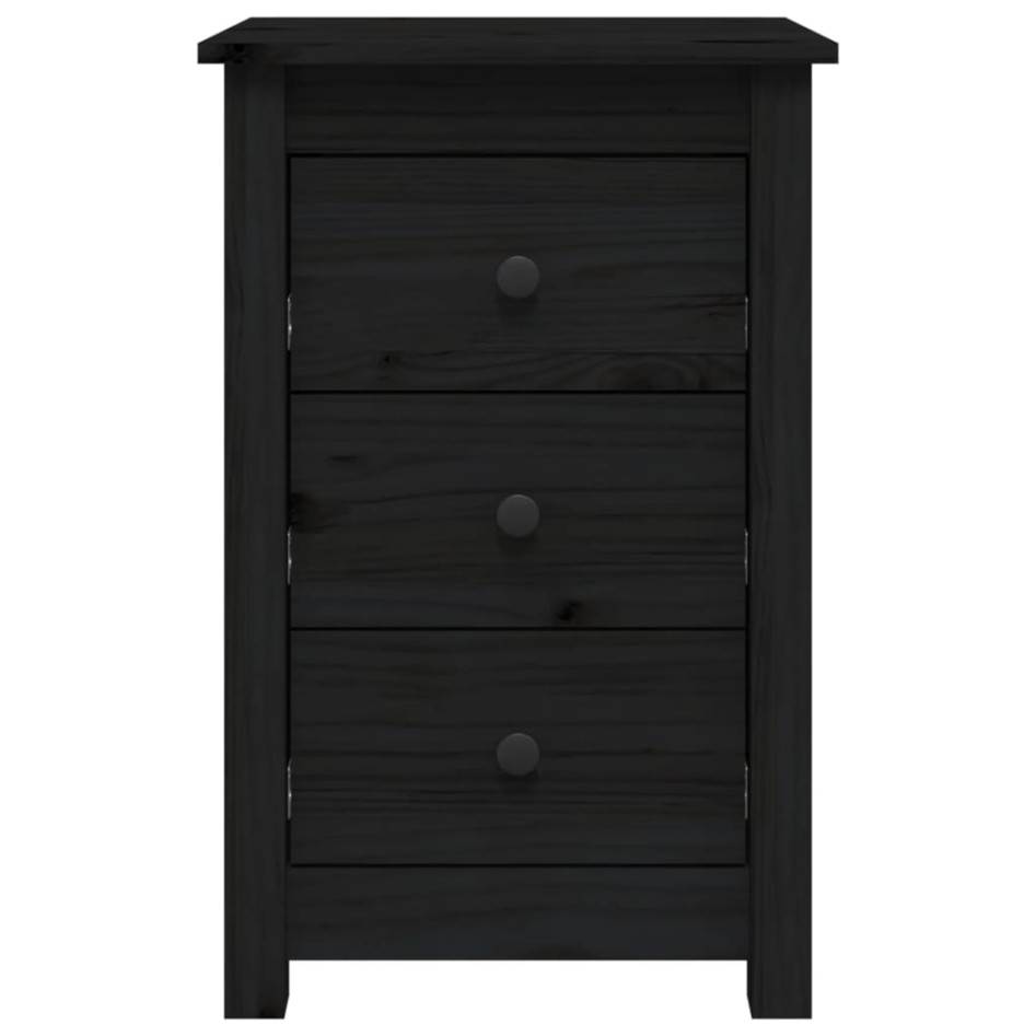 Mesita de noche madera maciza de pino negro 40x35x61,5