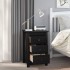 Mesita de noche madera maciza de pino negro 40x35x61,5