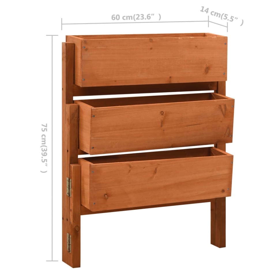 Jardinera plegable de jardín madera abeto naranja 60x14x75