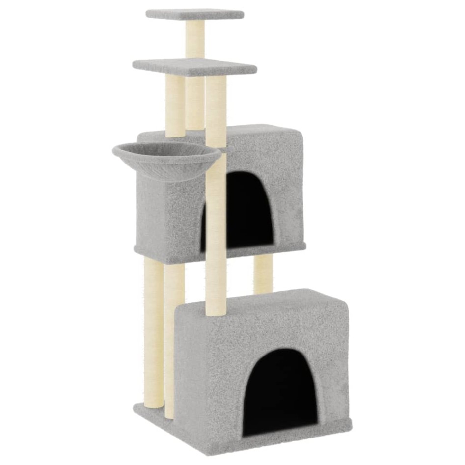 Rascador para gatos con postes de sisal gris claro 122