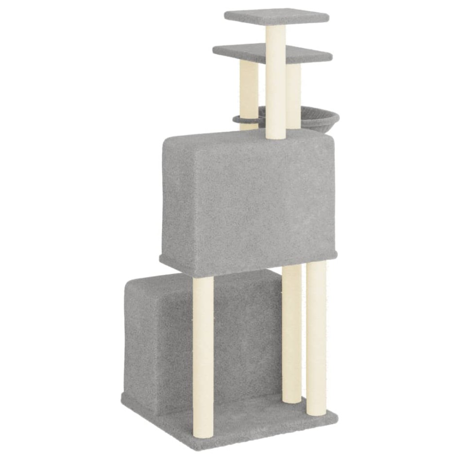 Rascador para gatos con postes de sisal gris claro 122