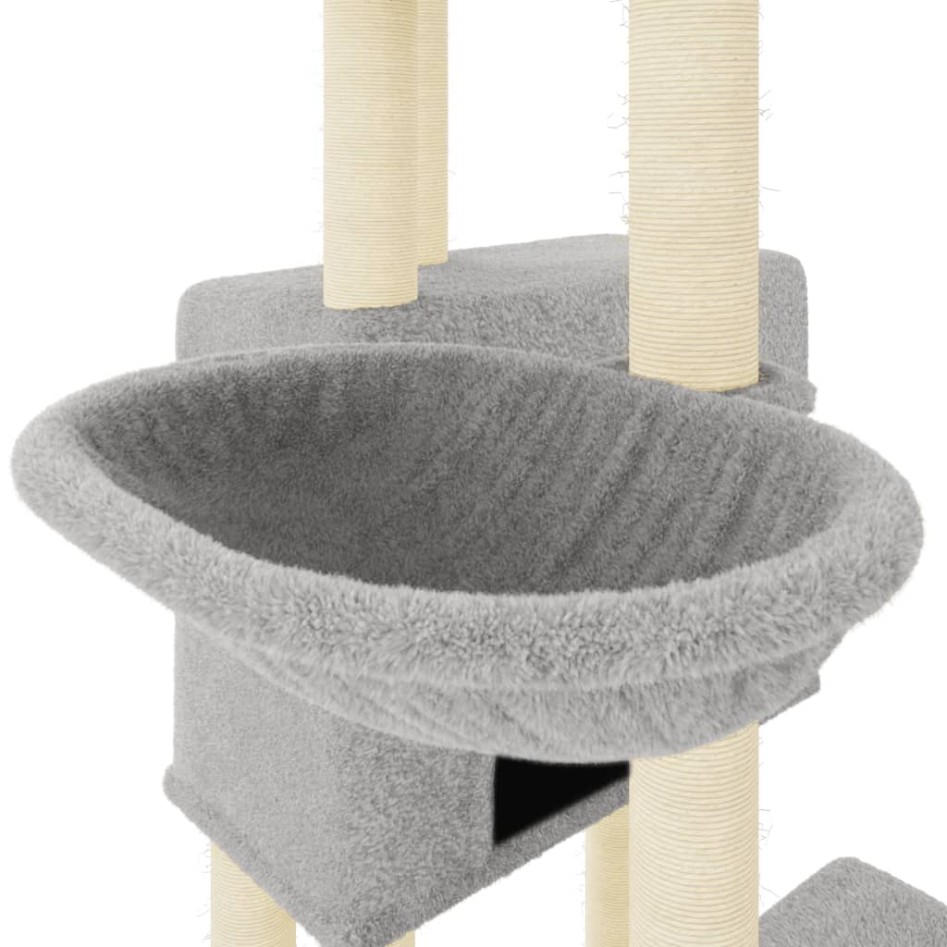 Rascador para gatos con postes de sisal gris claro 122