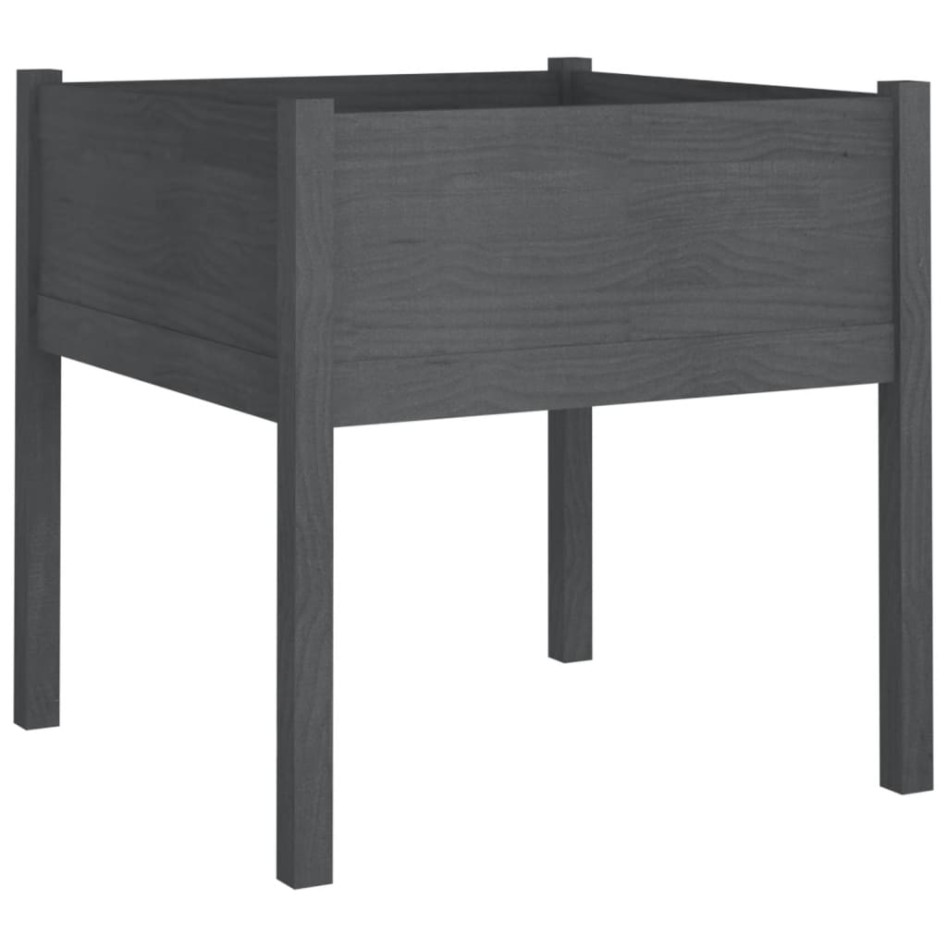 Jardineras 2 uds madera maciza de pino gris 70x70x70
