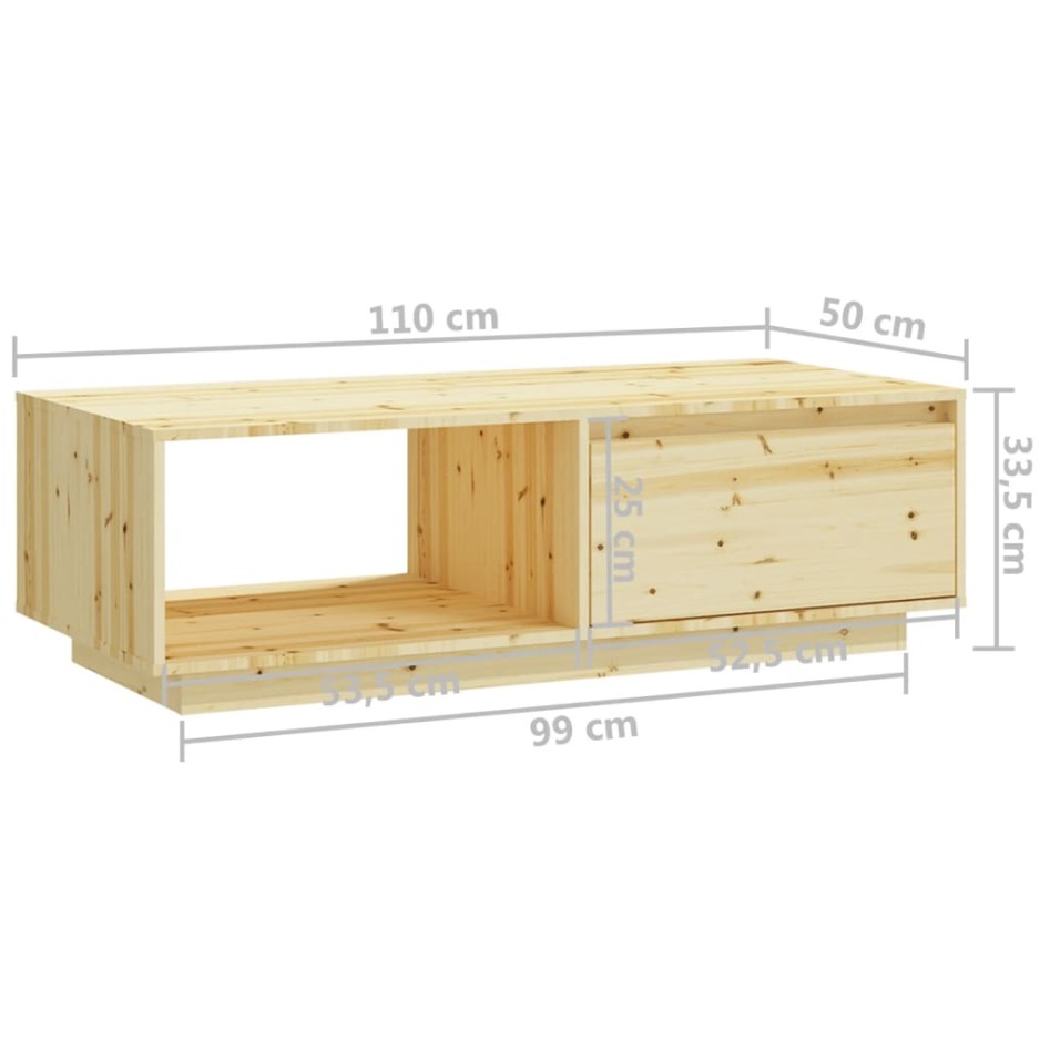 Mesa de centro de madera maciza de abeto 110x50x33,5