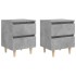 Mesitas de noche con patas 2 uds madera pino gris 40x35x50