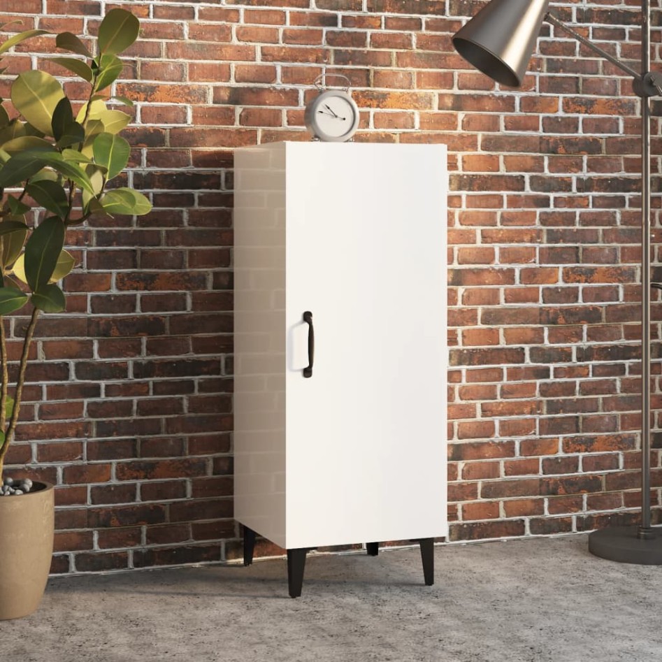 Aparador de madera contrachapada blanco brillante 34,5x34x90