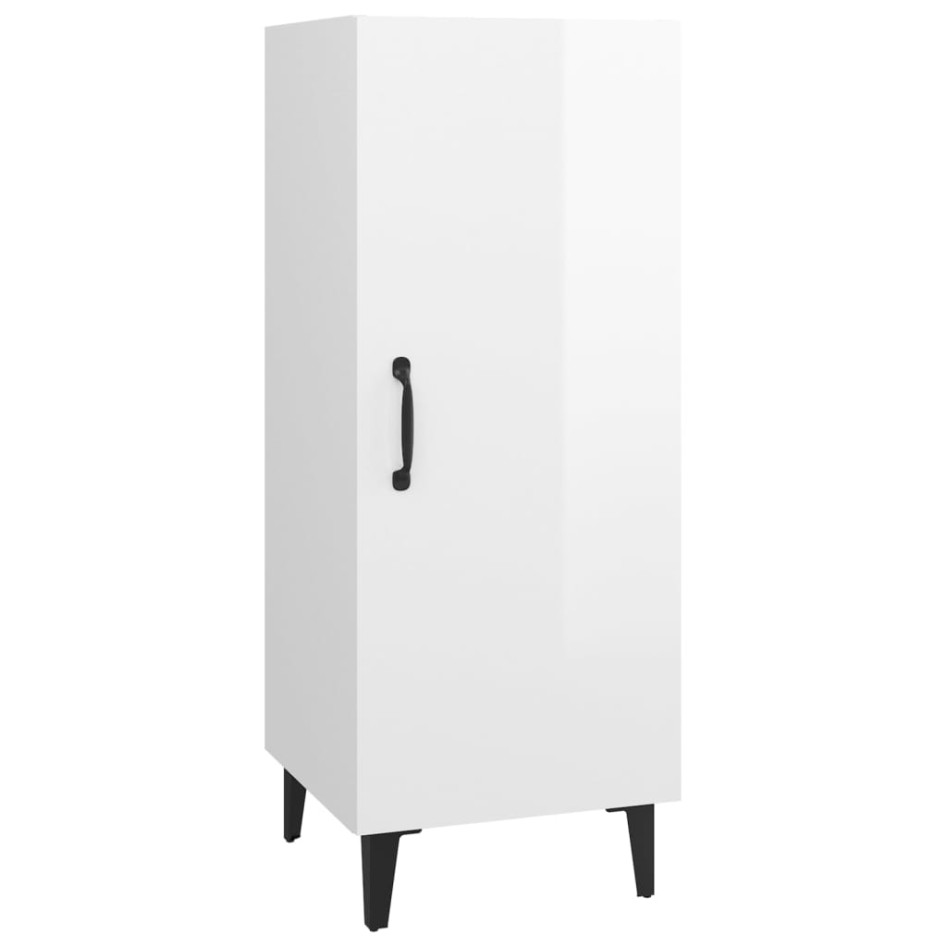 Aparador de madera contrachapada blanco brillante 34,5x34x90