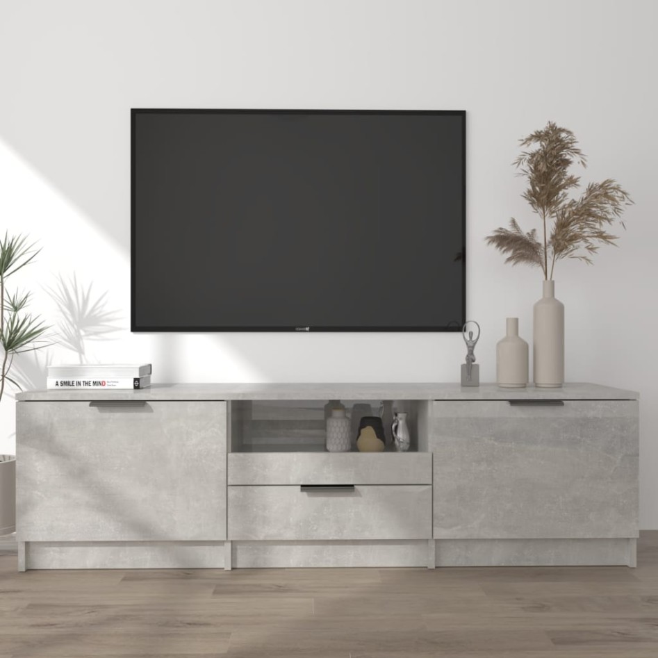 Mueble de TV madera contrachapada gris hormigón 140x35x40