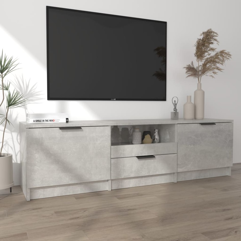 Mueble de TV madera contrachapada gris hormigón 140x35x40