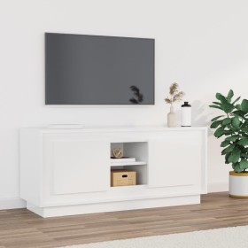 Mueble de TV madera contrachapada blanco brillo 102x35x45