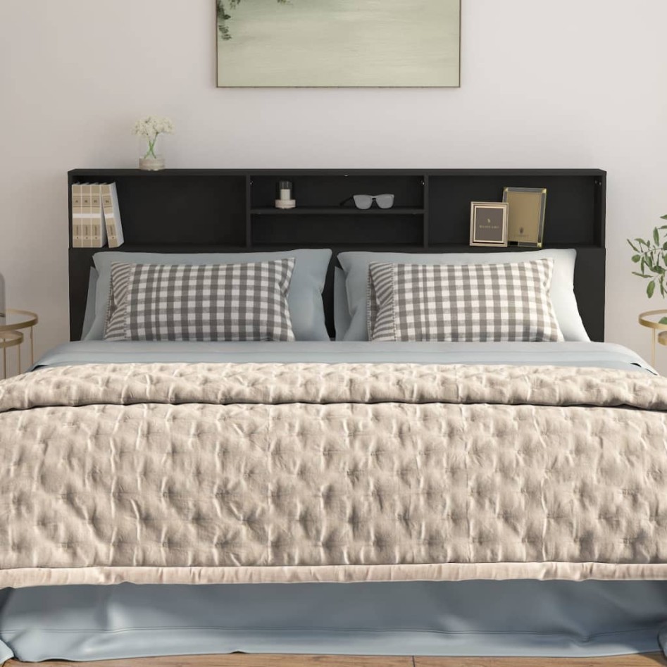 Mueble cabecero negro 200x19x103,5