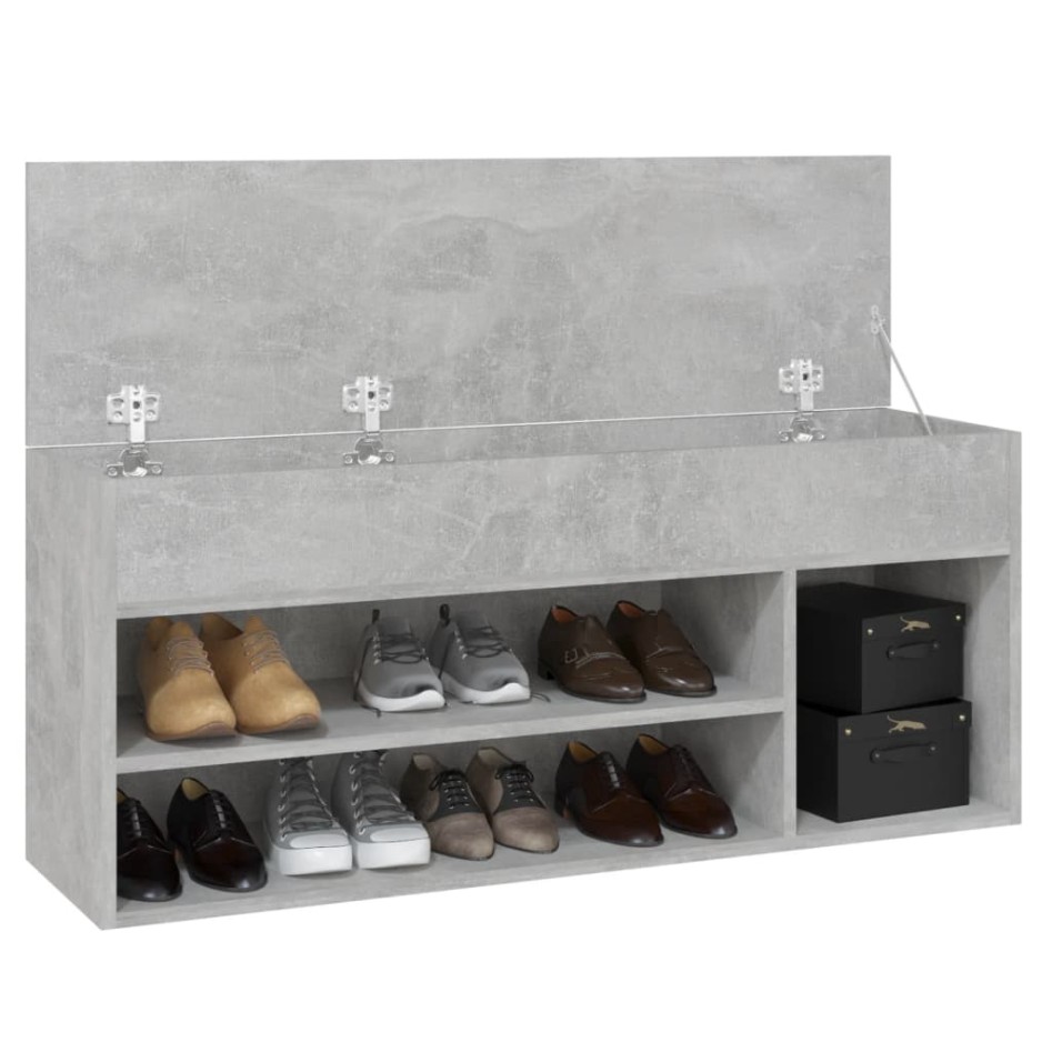 Banco zapatero madera de ingeniería gris hormigón 105x30x45