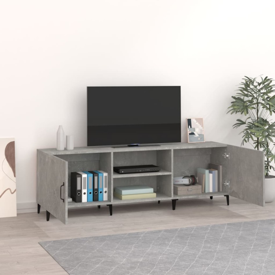 Mueble de TV madera de ingeniería gris hormigón 150x30x50