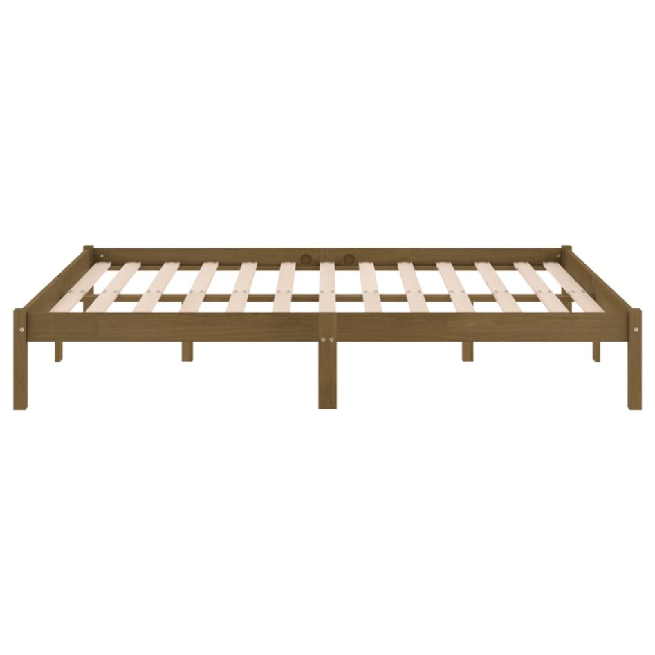 Estructura cama sin colchón madera maciza marrón miel