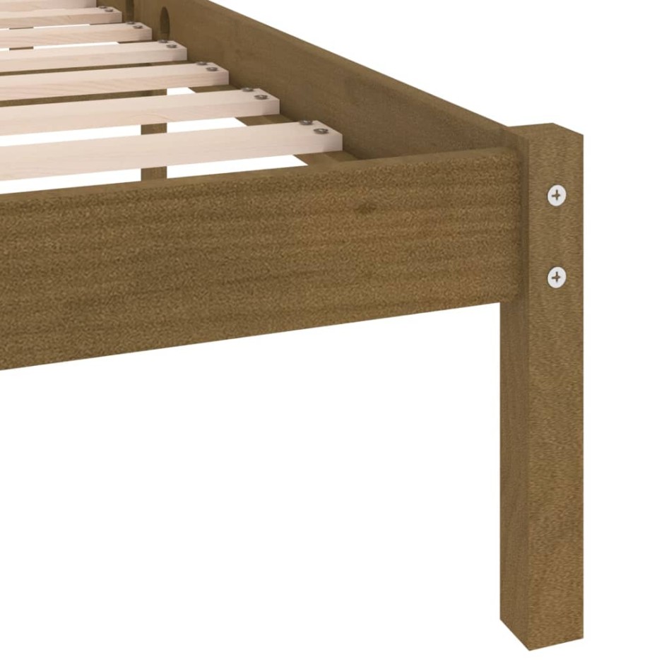 Estructura cama sin colchón madera maciza marrón miel