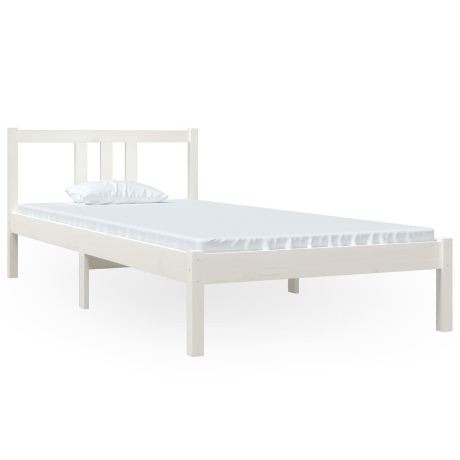 Estructura de cama sin colchón madera maciza blanco 90x200