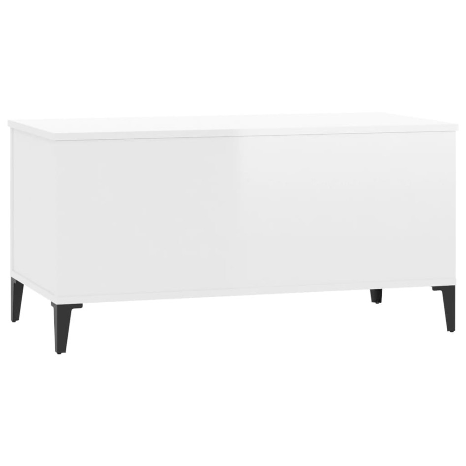 Mesa de centro madera contrachapada blanco brillo 90x44,5x45