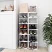 Muebles zapateros 2 unidades blanco brillante 27,5x27x102 cm