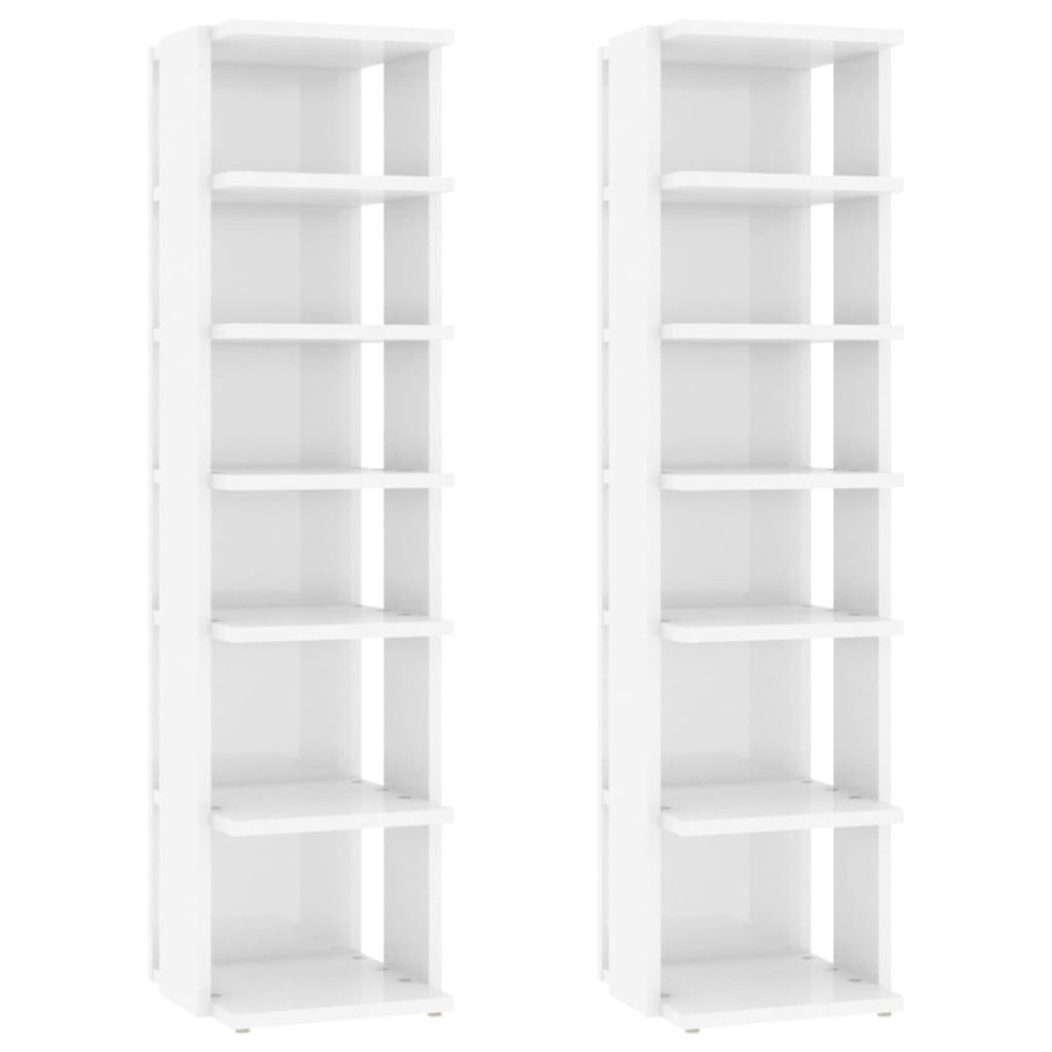 Muebles zapateros 2 unidades blanco brillante 27,5x27x102