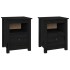 Mesitas de noche 2 uds madera maciza de pino negra 40x35x49