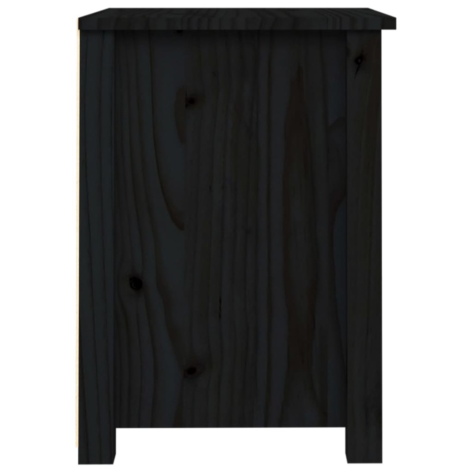 Mesitas de noche 2 uds madera maciza de pino negra 40x35x49