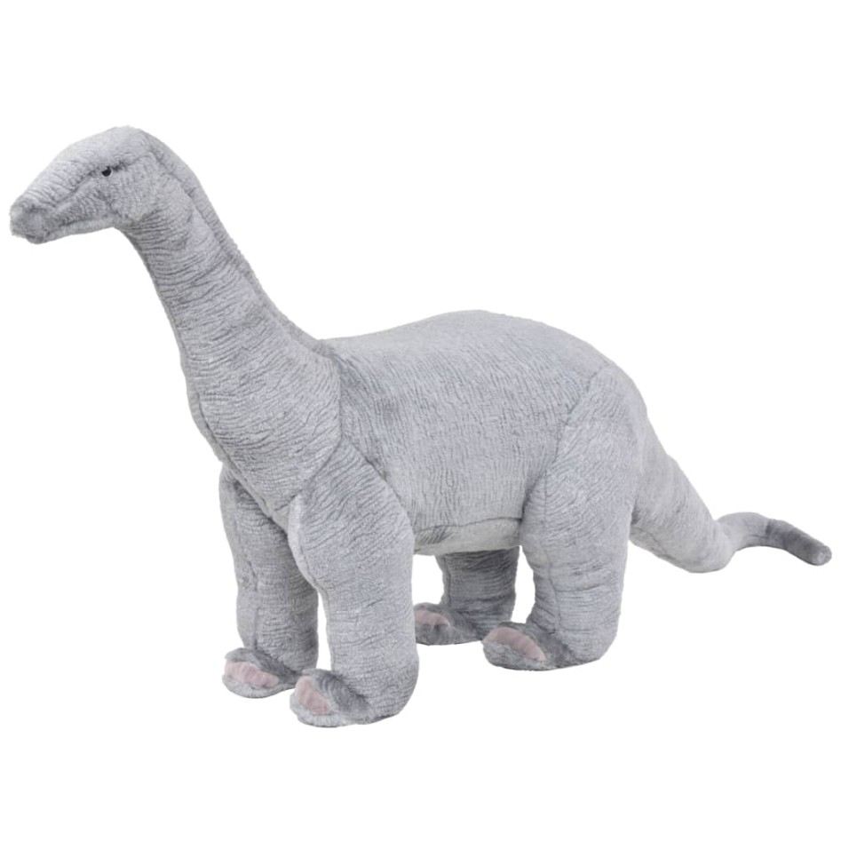 Dinosaurio braquiosaurio de peluche de pie gris
