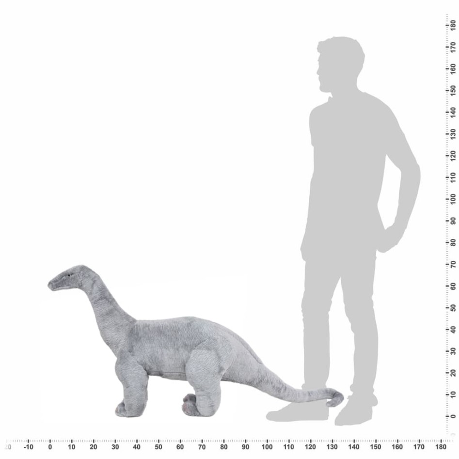 Dinosaurio braquiosaurio de peluche de pie gris