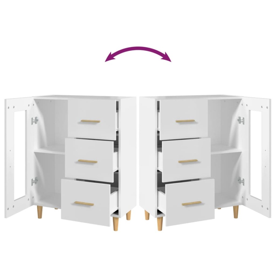 Aparador de madera de ingeniería blanco 69,5x34x90