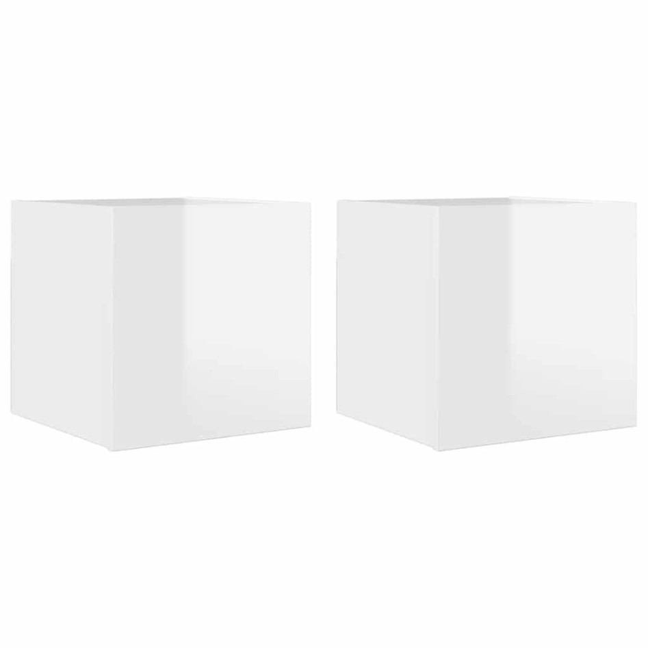 Muebles de salón de pared 2 uds blanco brillo 30,5x30x30