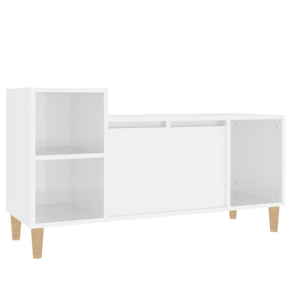 Mueble de TV madera contrachapada blanco brillo 100x35x55