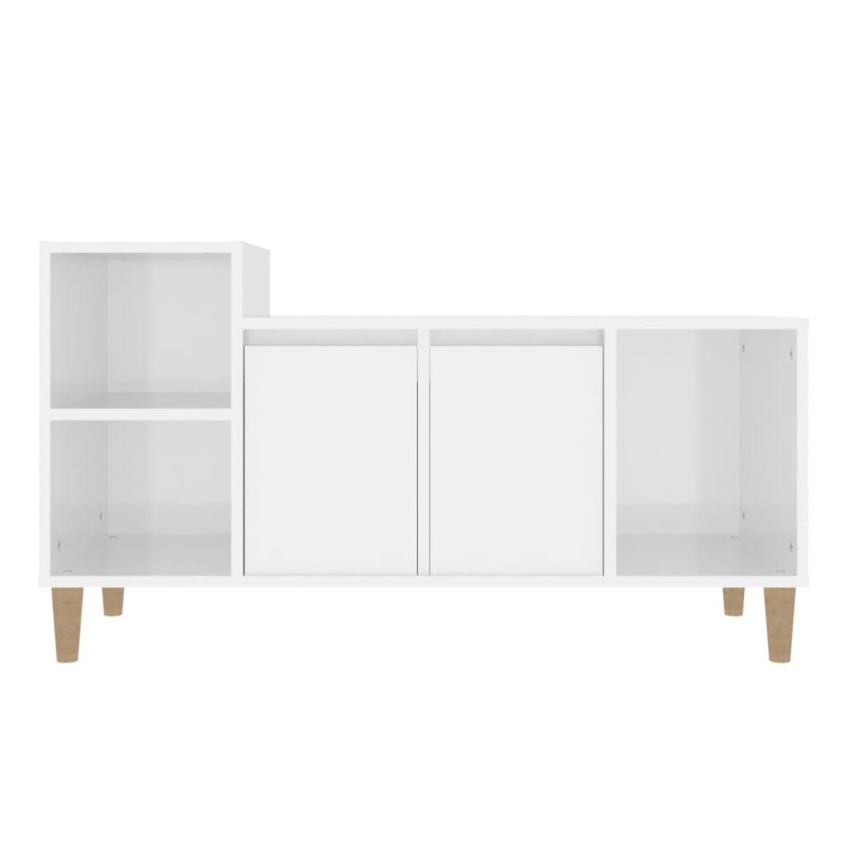Mueble de TV madera contrachapada blanco brillo 100x35x55