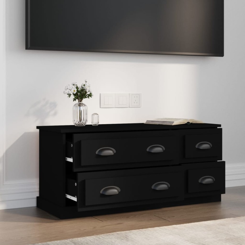 Mueble para TV madera contrachapada negro 100x35,5x45