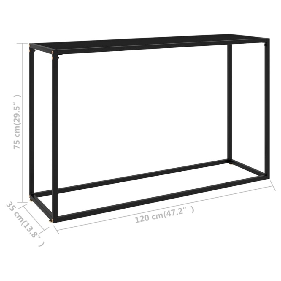Mesa consola vidrio templado negro 120x35x75