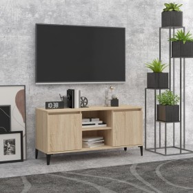 Mueble de TV con patas metal color roble Sonoma 103,5x35x50