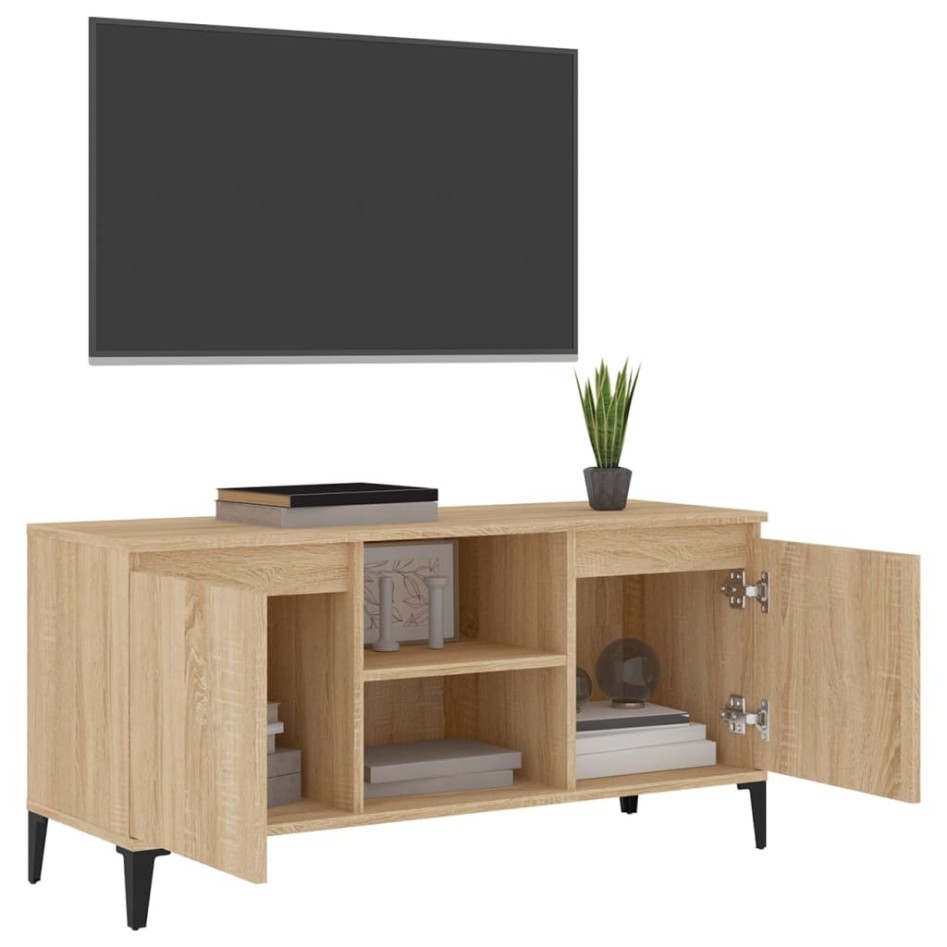 Mueble de TV con patas metal color roble Sonoma 103,5x35x50