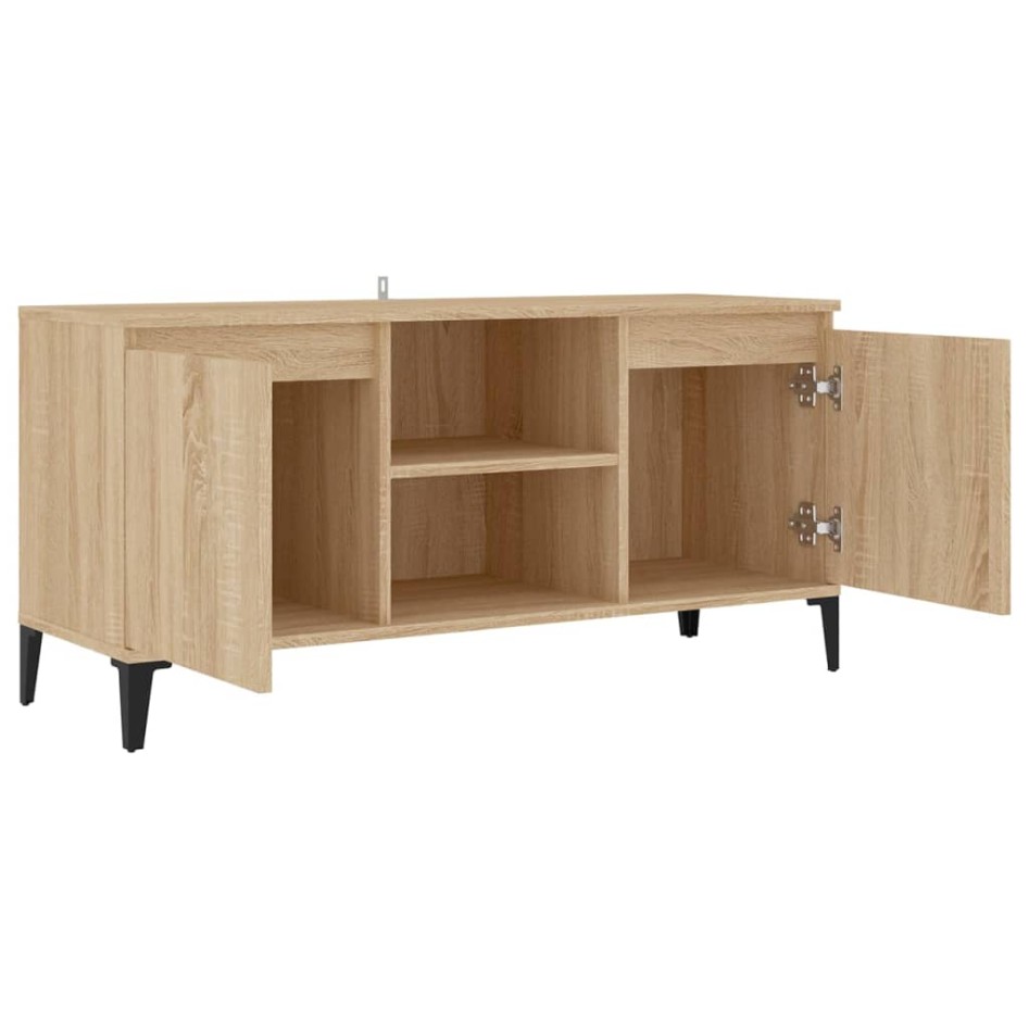 Mueble de TV con patas metal color roble Sonoma 103,5x35x50