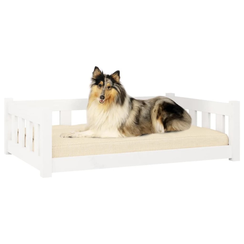Cama para perros madera maciza de pino blanco 95,5x65,5x28