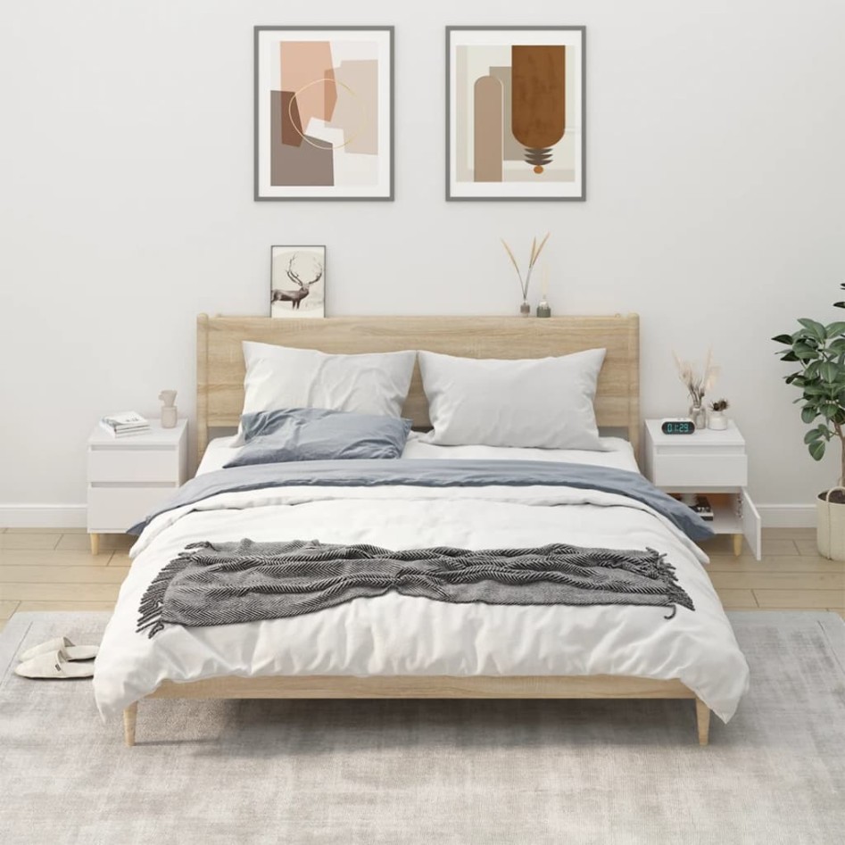 Mesitas de noche 2 unidades color blanco 40x35x50