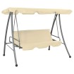 Banco columpio de exterior con dosel blanco arena