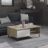 Mesa de centro madera contrachapada blanco y roble 90x60x35