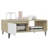 Mesa de centro madera contrachapada blanco y roble 90x60x35