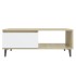 Mesa de centro madera contrachapada blanco y roble 90x60x35