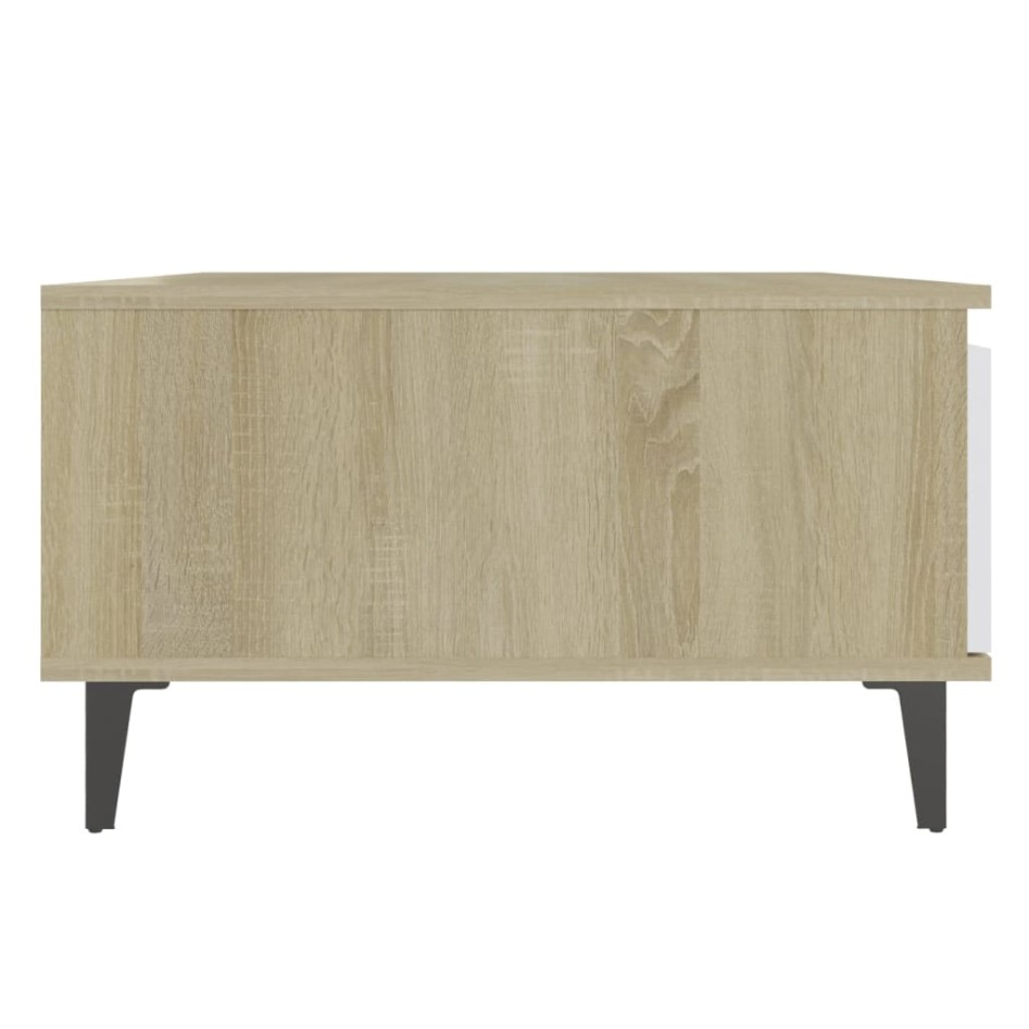 Mesa de centro madera contrachapada blanco y roble 90x60x35