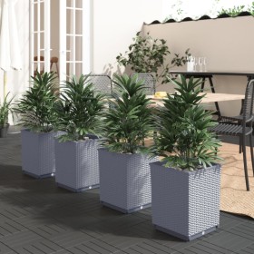 Jardineras 4 uds polipropileno azul gris 30x30x37